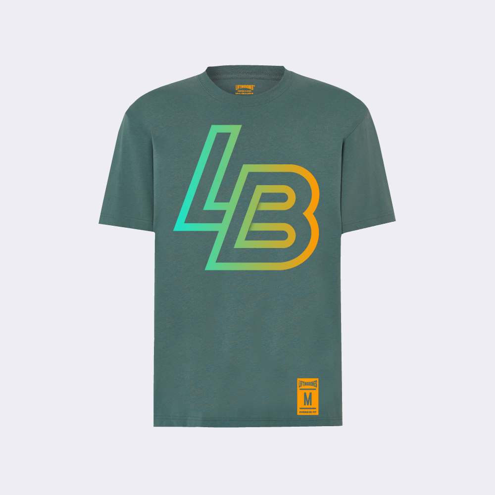 Camiseta oversize verde con logo LB